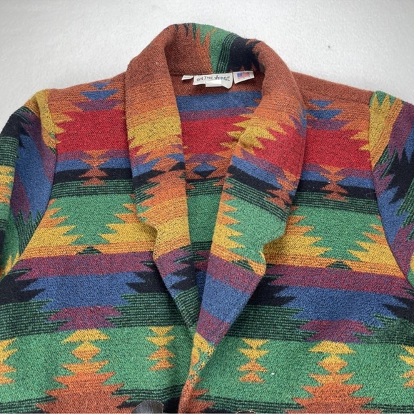 On The Verge 70’s Women’s Open Coat Size XL Southwestern Pattern Wool VTG USA - Picture 3 of 12